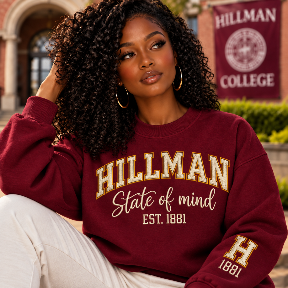 Hillman College Embroidered Sweatshirt | A Different World Inspired