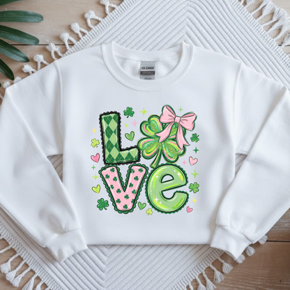 Lucky Love Shamrock Sweatshirt | Coquette St. Patrick’s Day Shirt