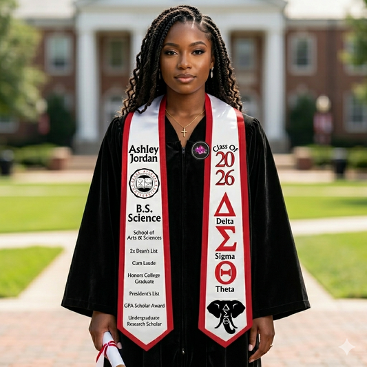 Deluxe Custom Graduation Stole | Fully Decorated | 3 Images, Degree, Organization & Achievements | Class of 2026