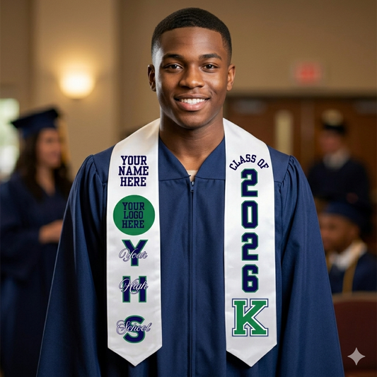 Custom Graduation Stole – Name, Logos & School Colors | Satin Stole (60” & 72”)