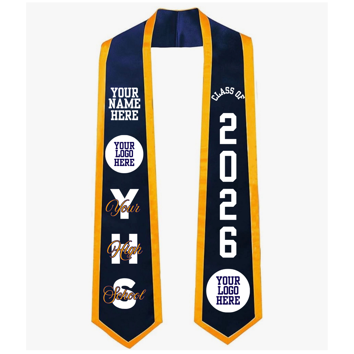 Custom Graduation Stole – Name, Logos & School Colors | Satin Stole (60” & 72”)