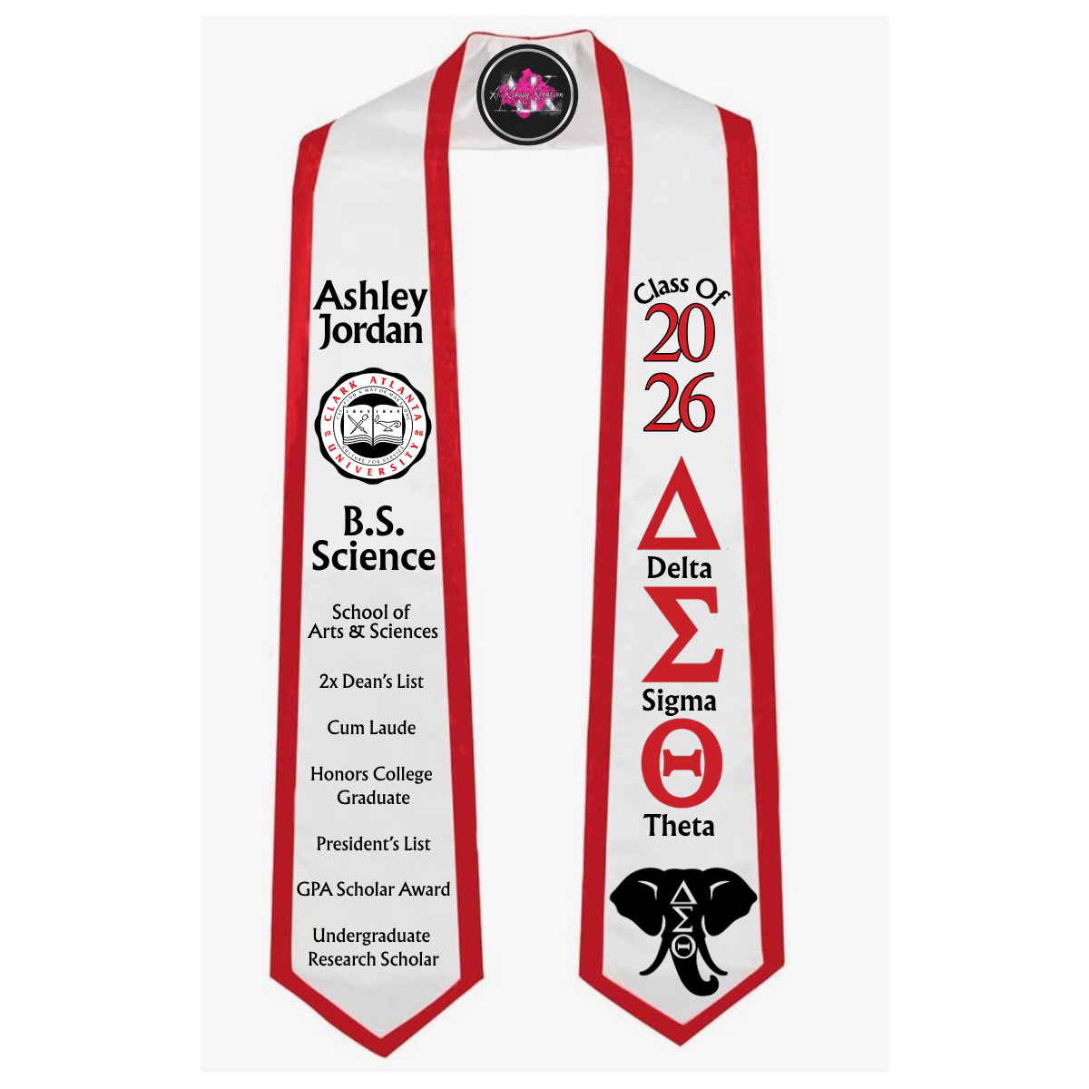 Deluxe Custom Graduation Stole | Fully Decorated | 3 Images, Degree, Organization & Achievements | Class of 2026